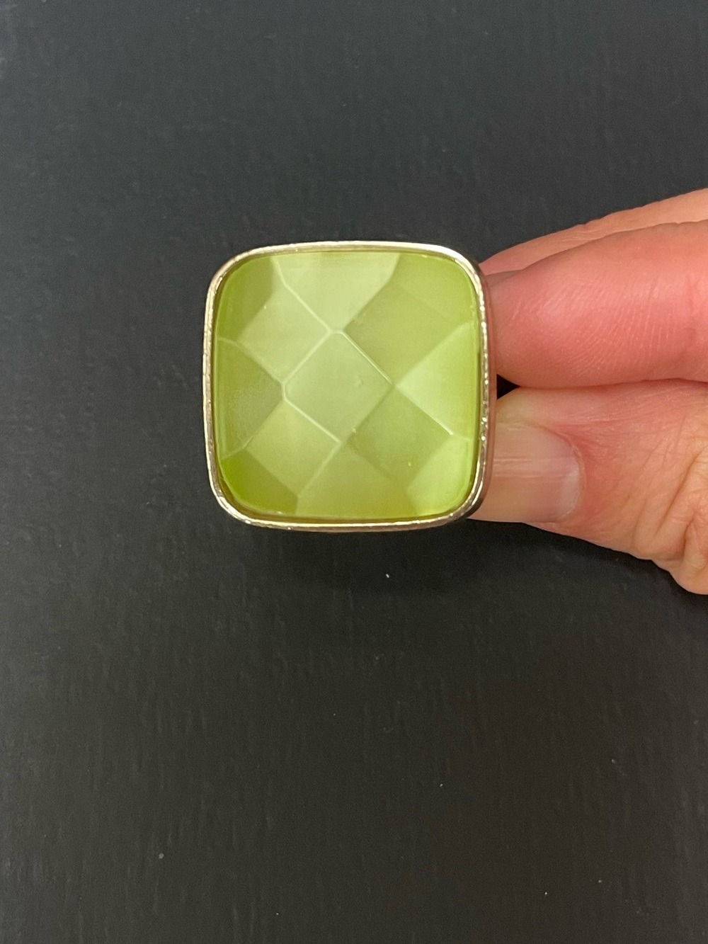 Square Green Resin Statement Ring
